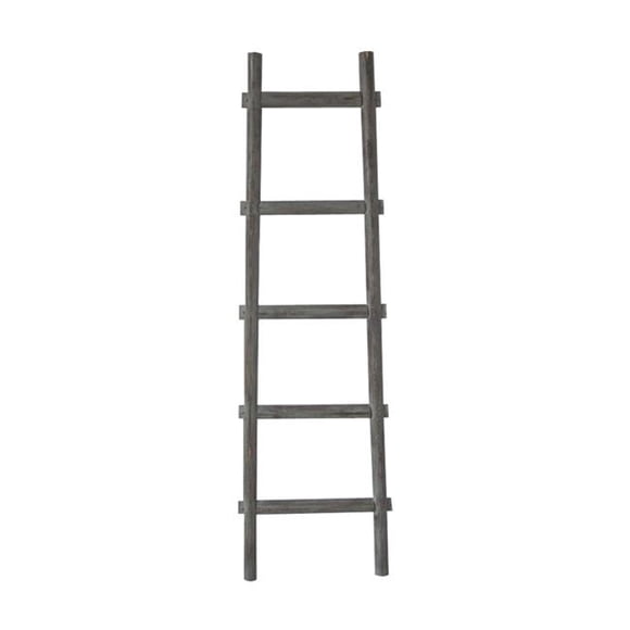 59 x 18 x 2 in. 5 Step Decorative Shelve Ladder, Grey - Wood