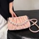 thumbnail image 4 of Bolso de hombro de PU sólido con cremallera para mujer joven, novedad de verano 2024, bolso cruzado portátil con volantes y cuentas de terciopelo de alta calidad., 4 of 5