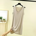 thumbnail image 2 of Ujnder Women's Nightgown V Neck Sleeveless Sleepshirt Summer Comfortable Home Wear Beige L, 2 of 4