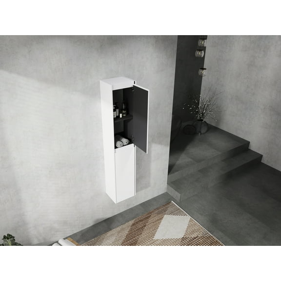 12" Bathroom Side Cabinet, 2-Soft Close Doors, Float Mounting Design, 12*2(KD-Packing)