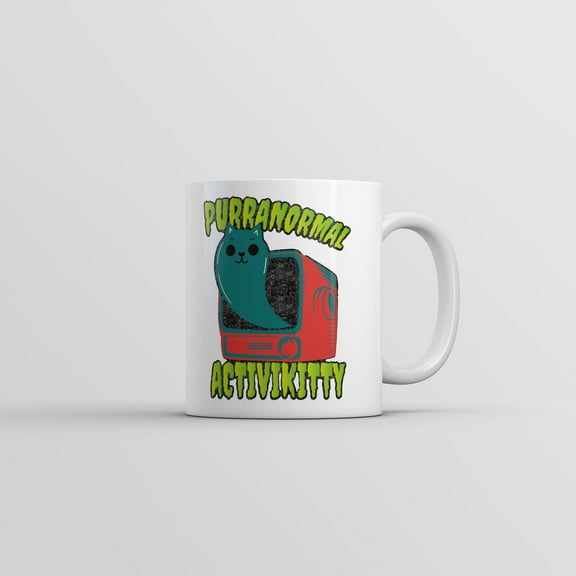 Purranormal Activikitty Mug Funny Ghost Cat Graphic Coffee Cup