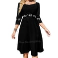 thumbnail image 2 of Ne Tue Pas Mon Ambiance Robe Évasée Col Carré Robe Élégante Mode Féminine Imprimée Ne Tue Pas Mon Ambiance Humour Drôle, 2 of 5