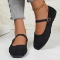 thumbnail image 3 of FRSASU Flats for Women Dressy Square Toe Ankle Strap Mary Jane Shoes Casual Slip On Flats Comfortable Ballet Black, 3 of 7