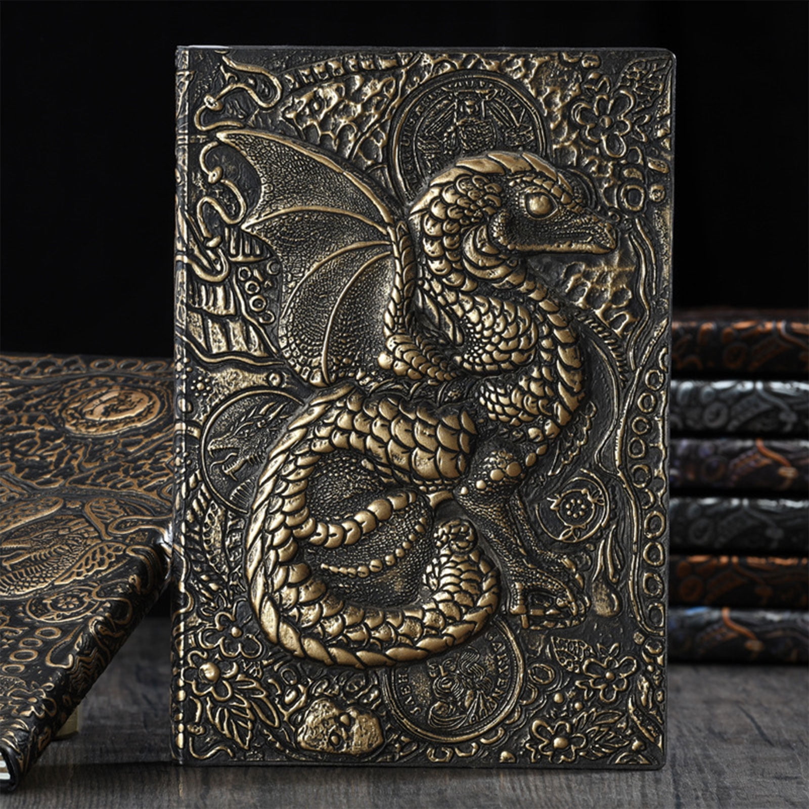 Vintage Embossed Notebook Hardcover PU Notepad for Office Women Men Gifts