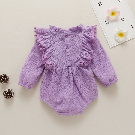 

NIUREDLTD Baby Girls Cotton Solid Autumn Long Sleeve Romper Bodysuit Clothes