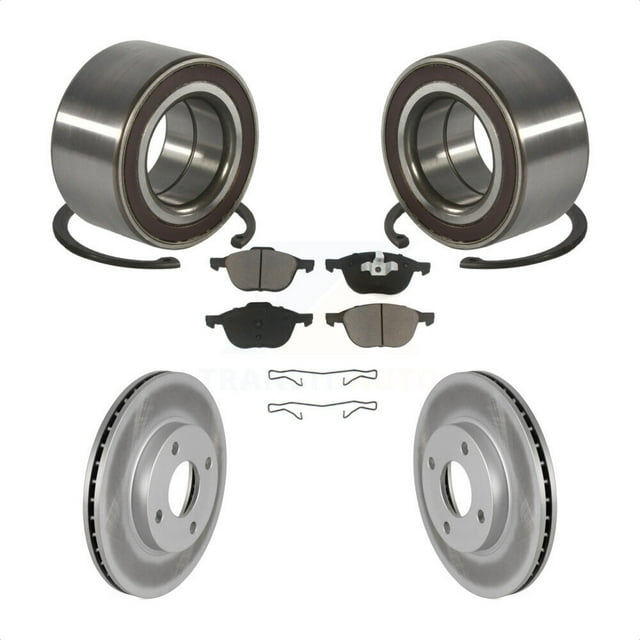 Transit Auto Front Wheel Bearing Coated Disc Brake Rotors and Ceramic Pads Kit for Car 2004 Ford Focus LX Mid High SE ZTS ZTW ZX3 ZX5 From 04 05 KBB-118246