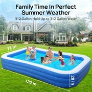 TaoTronics Inflatable Swimming Pools, 120 x 72 x 20 Blow up Swimming Pools, Kiddie Pool Large Size Thickened Blow up Swimming Pools Play Center for Kids Children Family Outdoor Garden Backyard