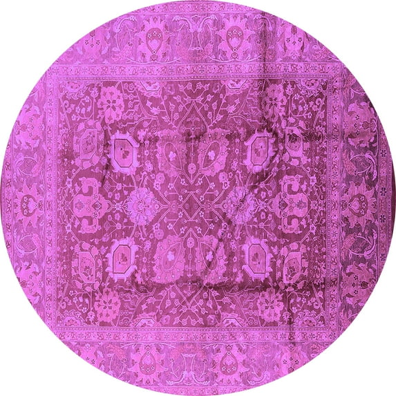 Ahgly Company Indoor Round Oriental Purple Traditional Area Rugs, 3' Round