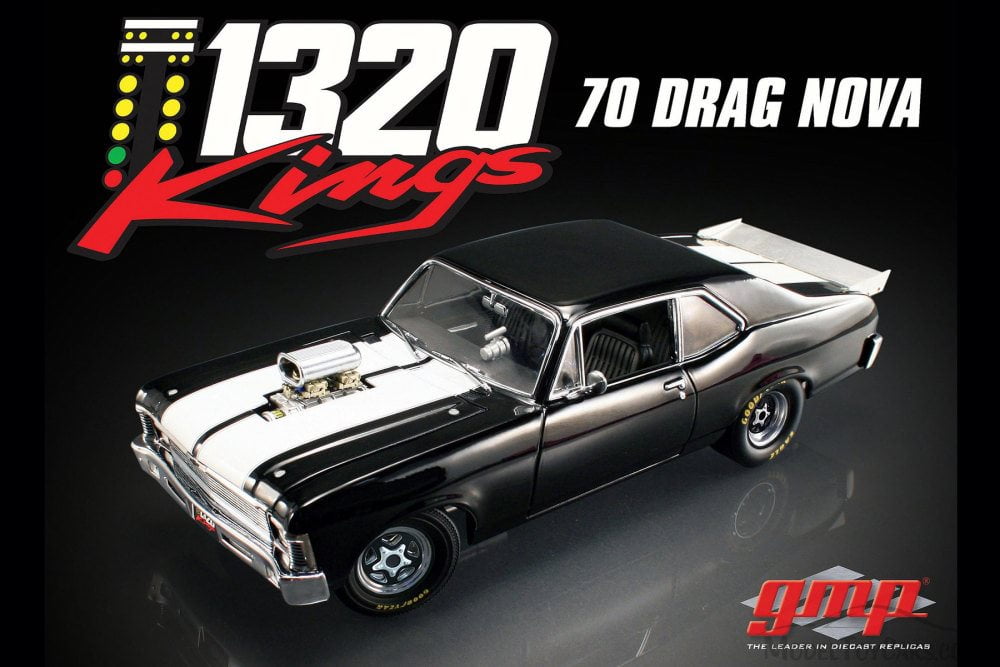 1970 Chevy Nova 1320 Kings Drag Car, Black with White Stripes