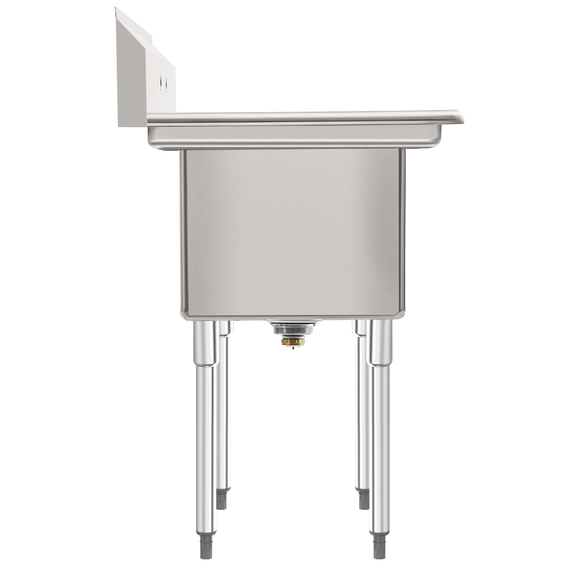 72 in. 18-Gauge 2-Compartment Commercial Sink with Backsplash and Dual 18 in. Drainboards, Bowl Dimensions 18"x18"x14" in Stainless-Steel (KM-SB181814-18B3)