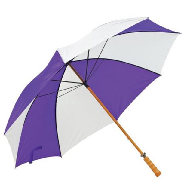 Premium Wood Shaft Golf Umbrella Purple and White