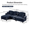 thumbnail image 3 of 107" Modular Sectional Sofa with Ottoman, Convertible L Shaped Couch Set for Living Room, 4 Seat with Detachable Ruffled Skirt, Flared Arms, Spindle Legs, Traditional sofa for Apartment(Blue), 3 of 10