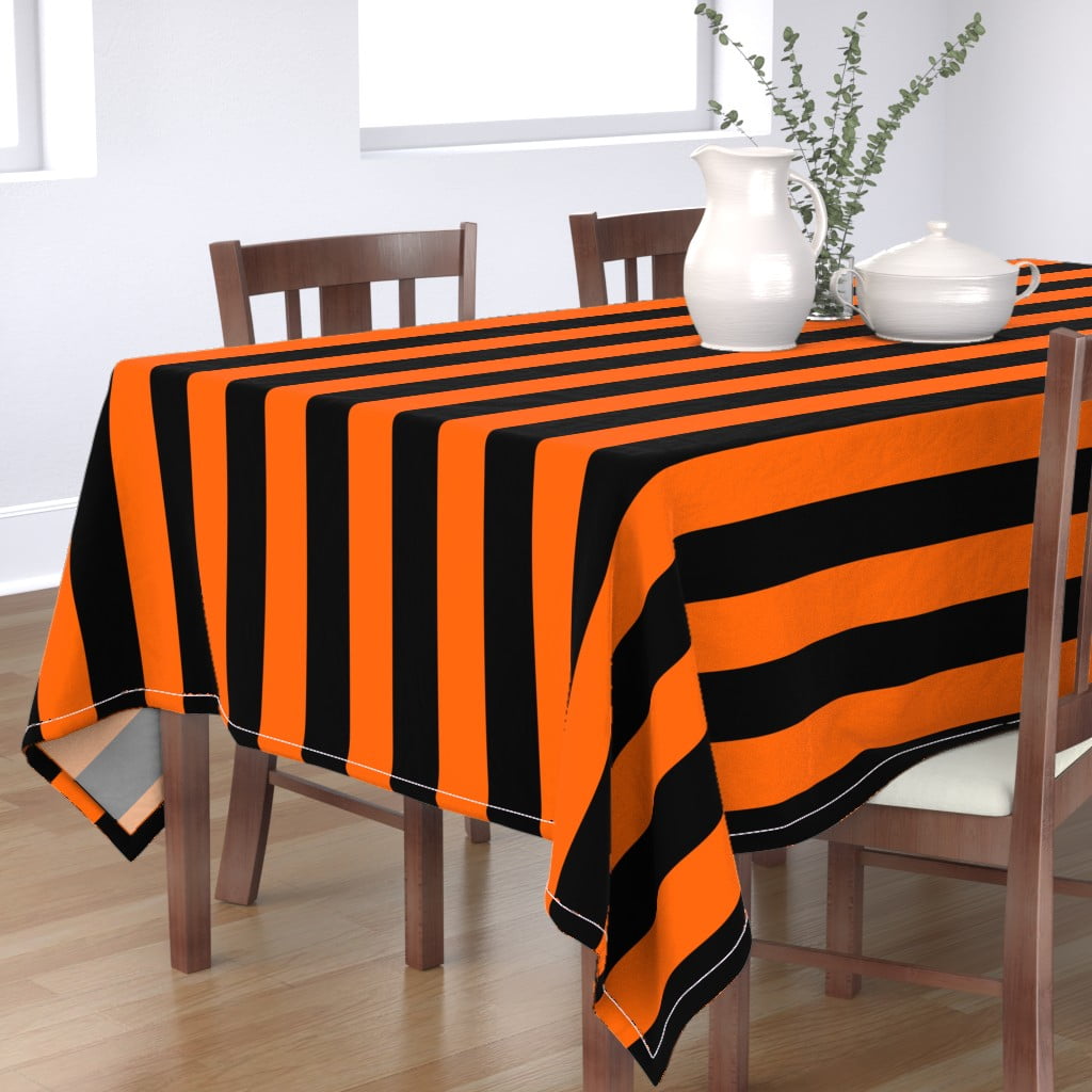Tablecloth Black Orange Halloween Stripes Lines Stripe Cotton Sateen 