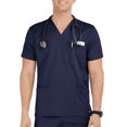thumbnail image 2 of Hombres Tops Manga corta con cuello en V Tops Uniforme de trabajo Color sólido con bolsillos Blusa Pompotops  oipoqjl34061, 2 of 8