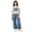 0-Blue107, variant on Oiyii Tween Girls Outfits Bow Print Short Sleeve T-Shirt Cargo Pants Set, Sizes 12-13