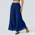 thumbnail image 2 of Summer Palazzo Pants for Women Dressy Casual Elastic High Waisted Wide Leg Chiffon Pants, XL, 2 of 7