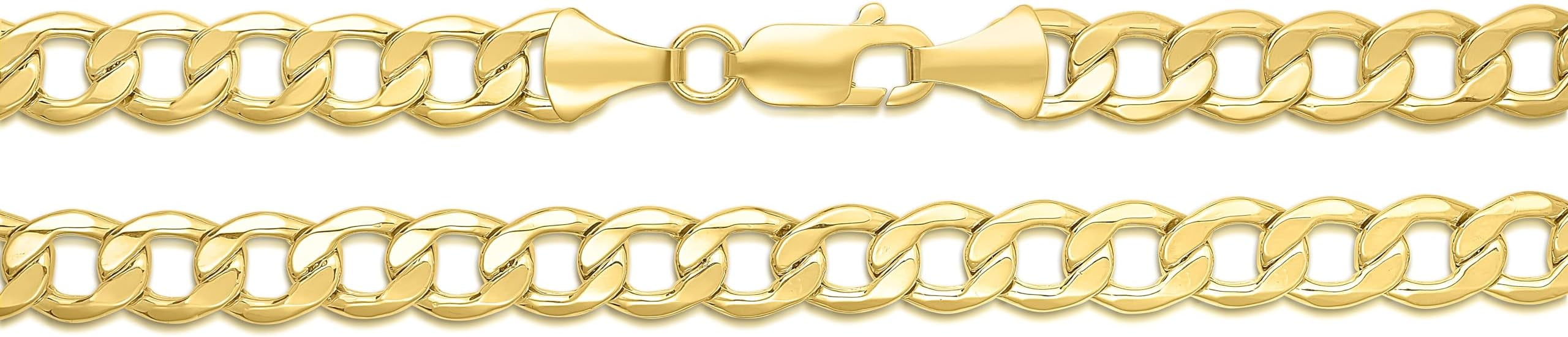 Floreo 10k Yellow Gold 9mm Hollow Cuban Curb Link Chain Necklace - 26 inch