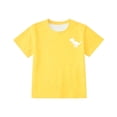 thumbnail image 3 of Boys Dinosaur Print Short Sleeve T-Shirt, Front Mini T-Rex and Back Big Dino Graphic Crewneck Tee, Soft Casual Everyday Top for Kids School Outdoor Wear(Yellow,2-3 Years), 3 of 3