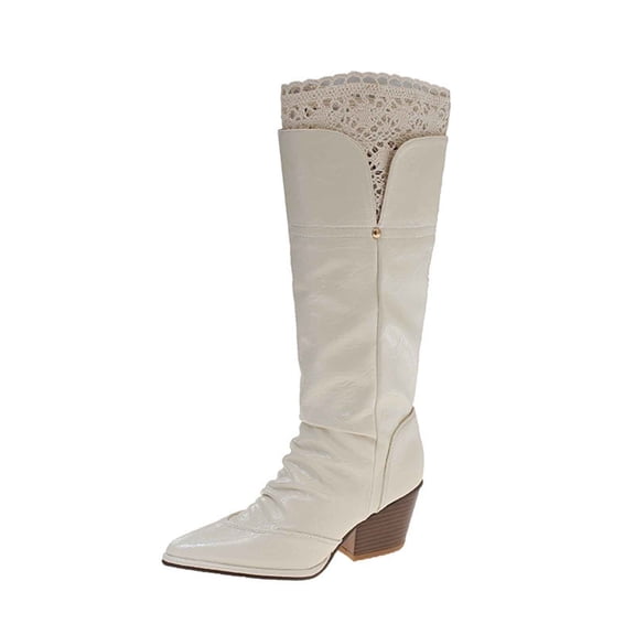 hzomhy Womens Mid Calf Boots Pointed Toe Buckle Strap Inner Lift Block Heel for Casual Fall Winter Outfits