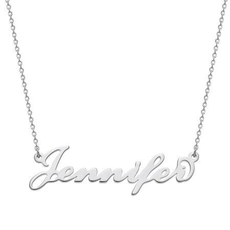 Sterling Silver Name Necklace - Personalized Women's Sterling Silver or Gold over Silver Script Name Necklace, 18