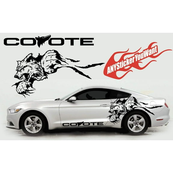 AnyStickerYouWant - One-of-a-Kind Coyote Ripping Graphic Vinyl Decal Sticker Fits & Compatible with Ford Mustang and Simliar