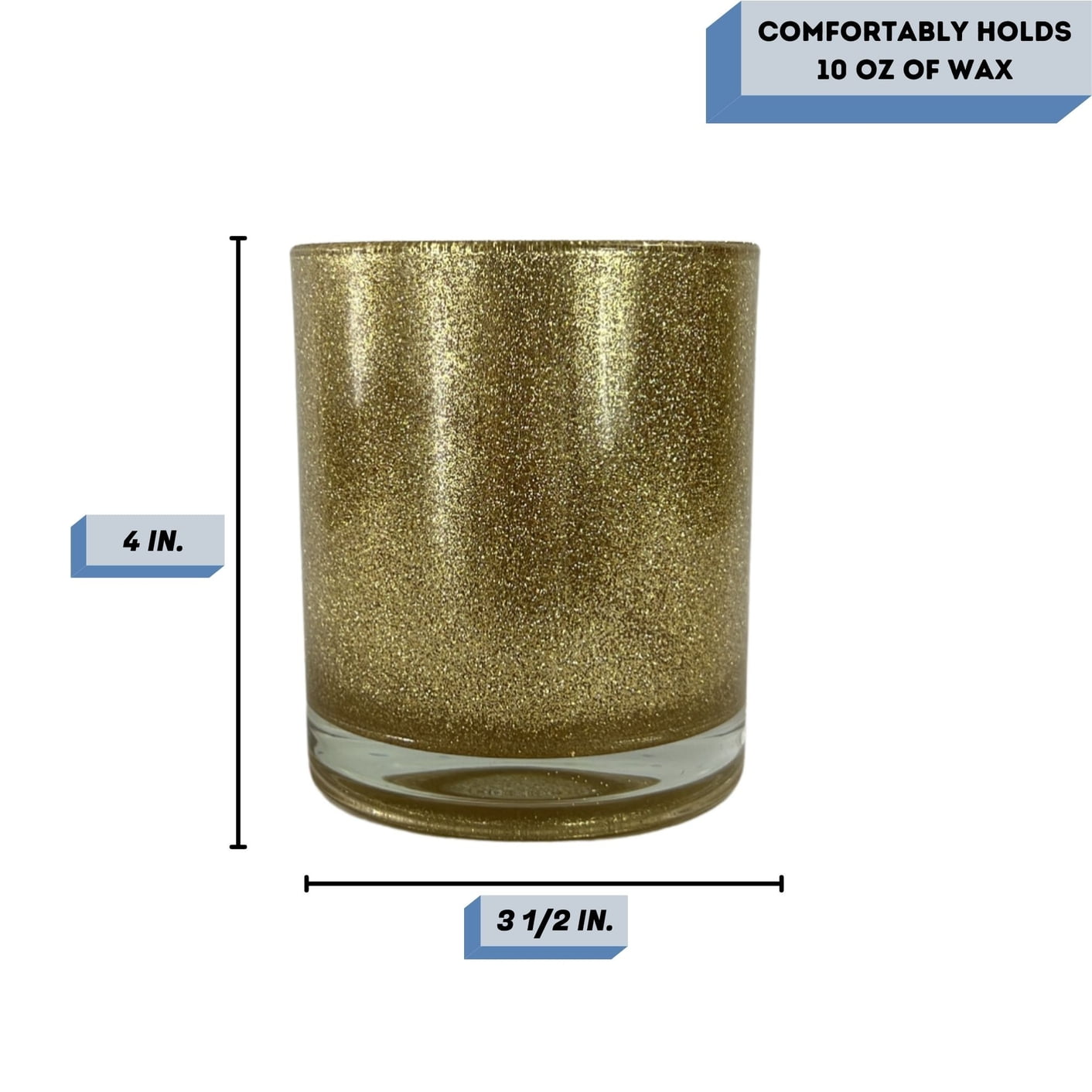 14 oz. Havana Glitter Gold Empty Candle making Jar candle vessels for DIY candle-making projects (Box of 36) FREE SHIPPING