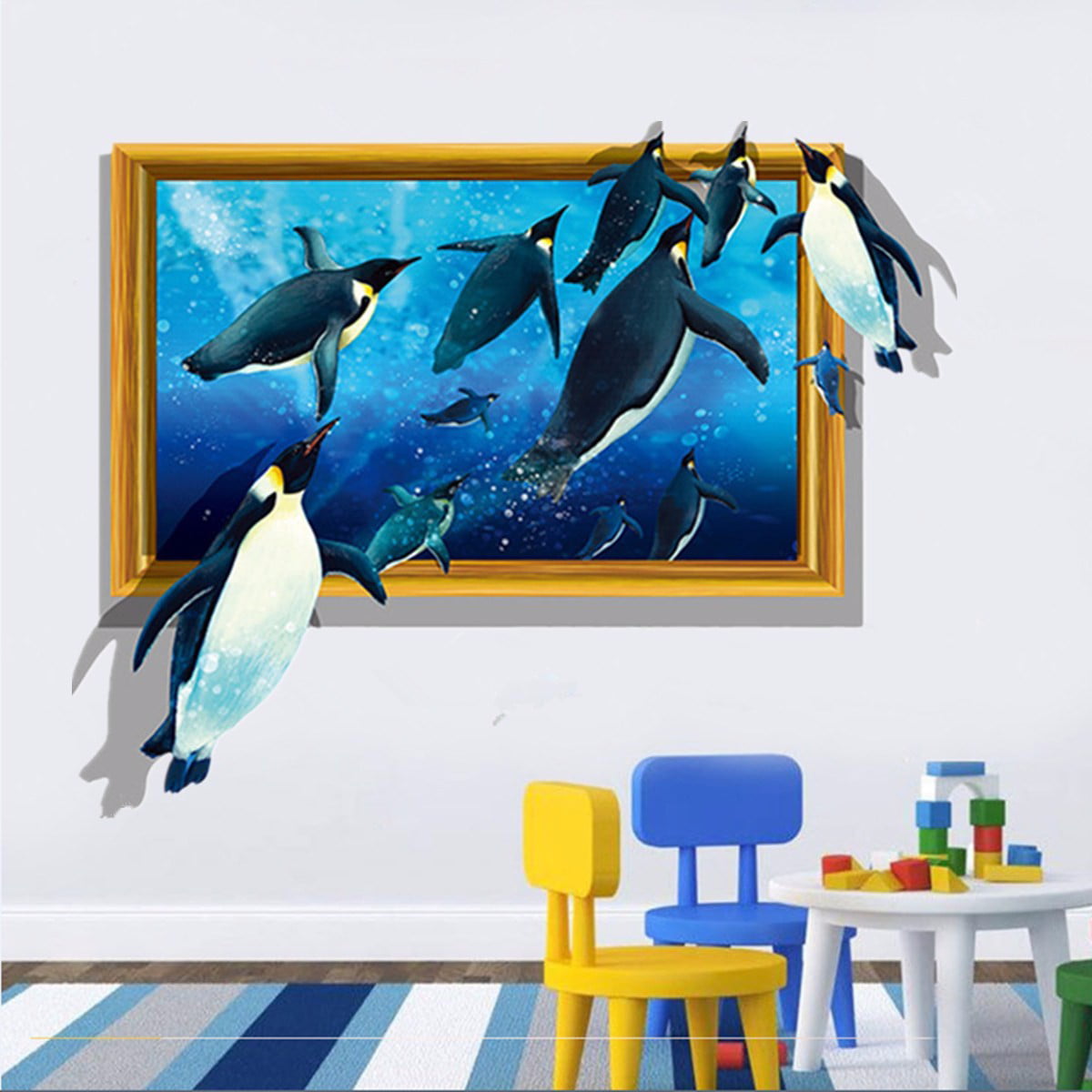Details about   Self adhesive Door Wall wrap removable Peel & Stick Animals jumping Dolphins