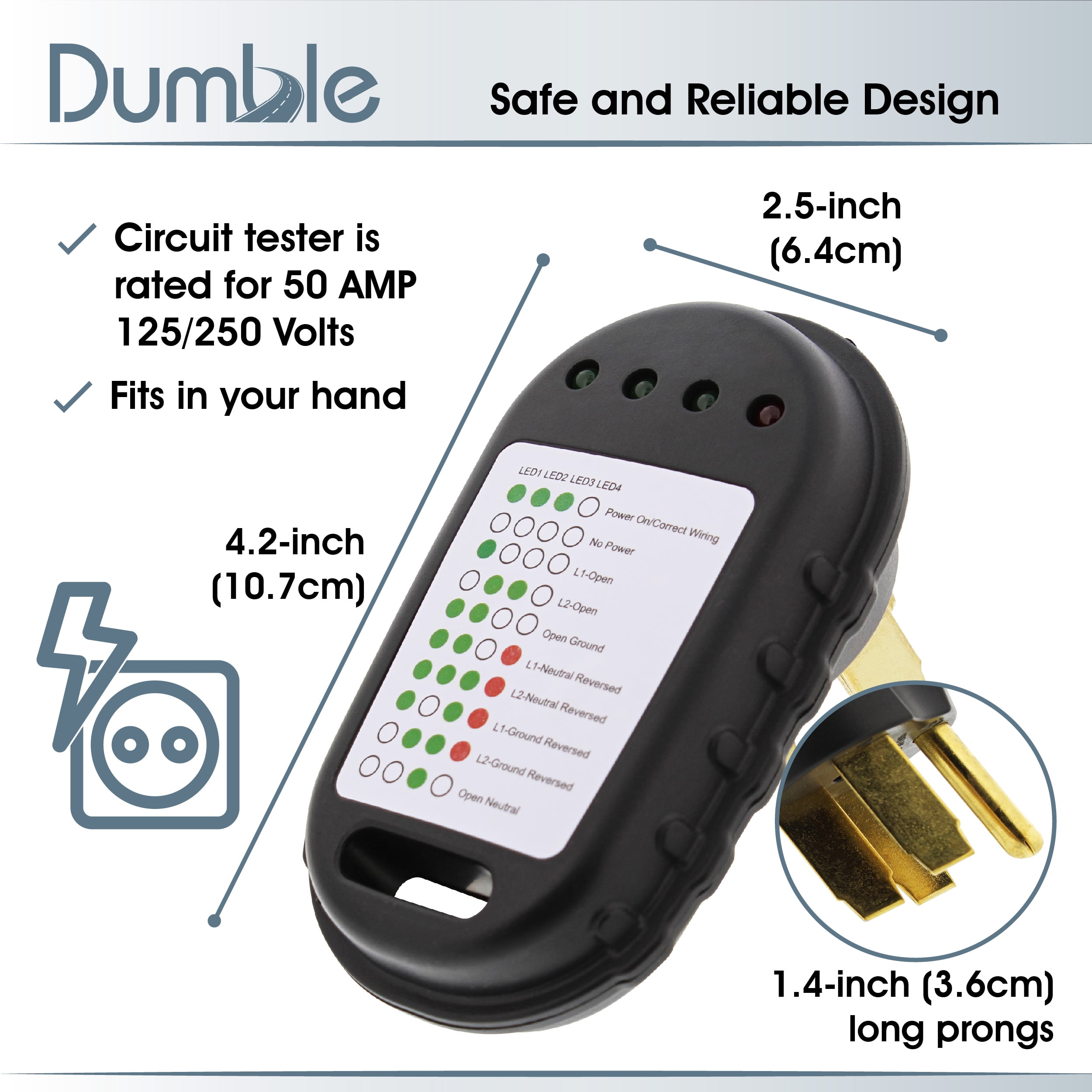 Buy Dumble RV Outlet Tester Plug 50 Amp Receptacle Tester RV Circuit Analyzer Online at Lowest