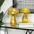thumbnail image 2 of 12", 10"H Gold Glass Weathered Mushroom Sculpture, by DecMode (2 Count), 2 of 11