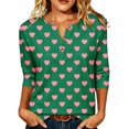 thumbnail image 2 of Shihyeh Women Halloween Jackolantern Print Blouse V Neck 3/4 Sleeve Flare Sleeve Button Front Dressy Casual Top for Adult, 2 of 7