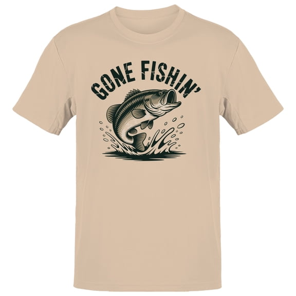 Smartprints Gone Fishin Men's T-Shirt Natural, Cotton, S