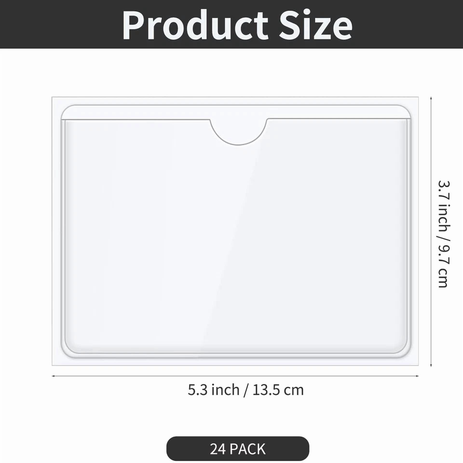 CIRCLE- 24Pack Self Adhesive Index Card Pockets For 3X5 Inch Cards Plastic Label Holders