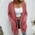 thumbnail image 5 of tklpehg Womens Sweaters Solid Color Loose Knit Sweater Long Sleeve Tops Fashion V-Neck Sweater Casual Fall Winter Warm Sweater Cardigan Sweater Pink S, 5 of 7