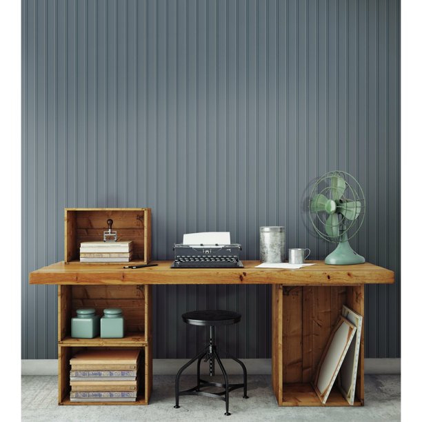 RoomMates Blue Wood Look Beadboard Peel & Stick Wallpaper