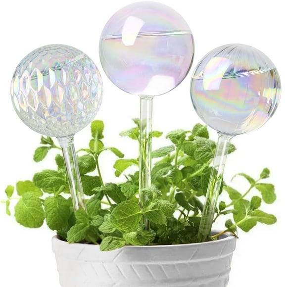 KiKiHeim 6Pcs Plant Watering Bulbs, Iridescent Glass Self Watering Spikes Planter Insert, Hand Blown Automatic Water Globes for Indoor Outdoor Plants
