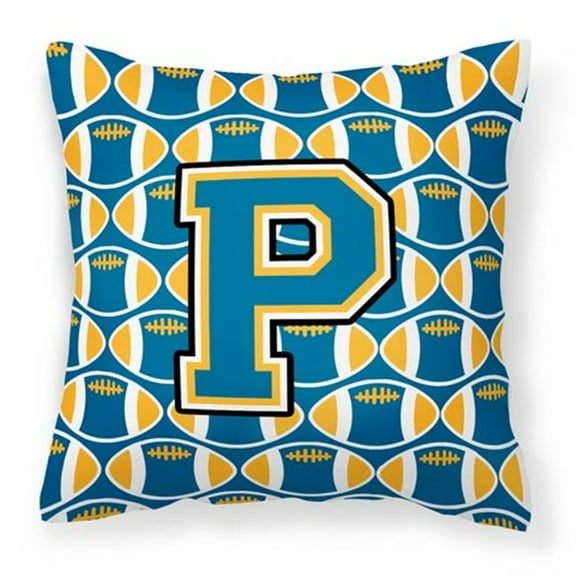 Letter P Football Blue & Gold Fabric Decorative Pillow - Blue & Gold - 14in. H x 3in. W x 14in. L