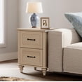 thumbnail image 3 of Set of 2 Side Tables with 2 Drawers for Bedroom, Beige End Table with Charging Station, Wooden Nightstand, Living Room, 3 of 7