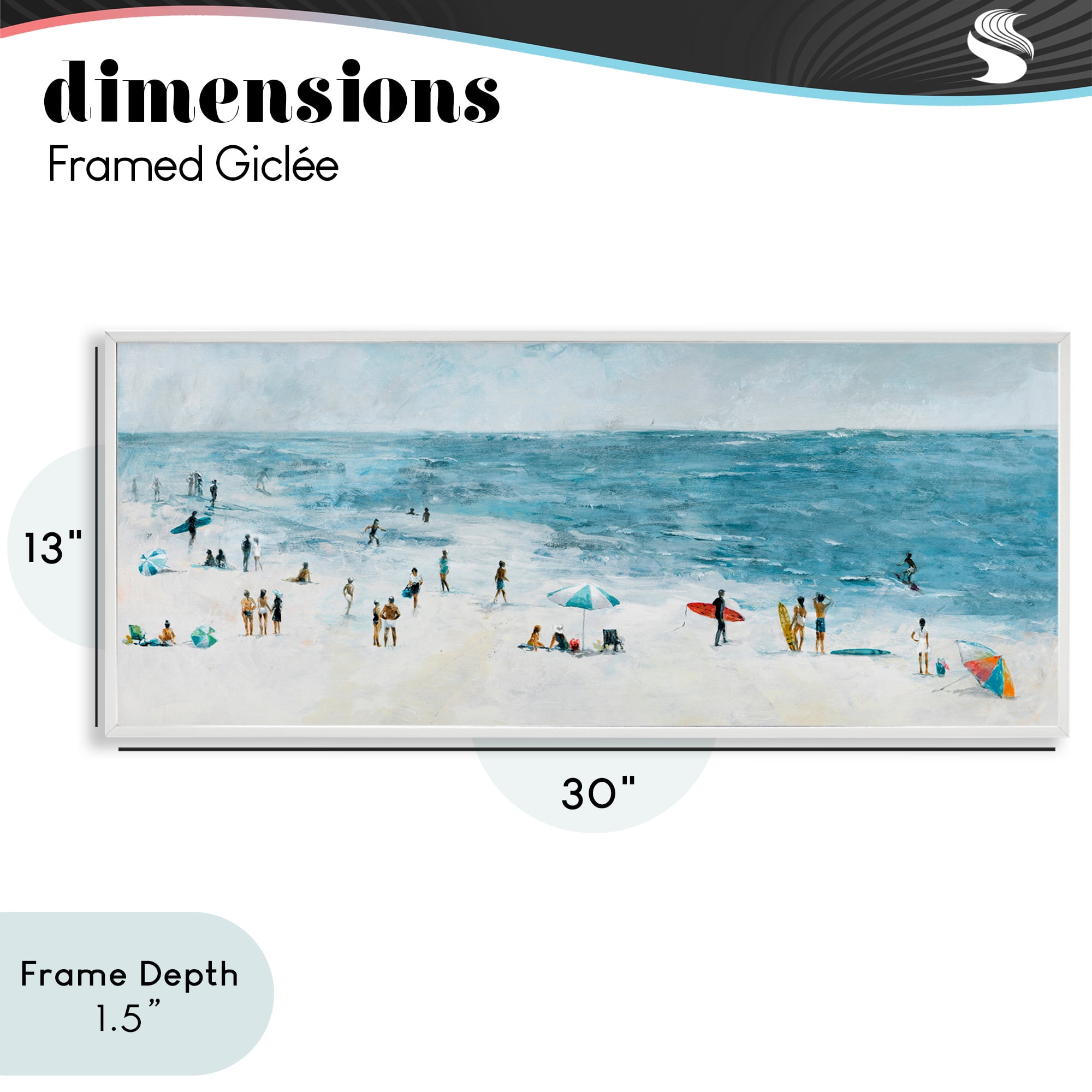 Stupell Industries Busy Beach Coastal Scene White Framed Giclee Art, design by Lorenzo Collective