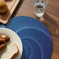 thumbnail image 3 of Blue Helix Stripes Round 13 Inch Placemats Set of 6, Modern Minimalism Abstract Line Art HeatResistant Non Slip Place Mats for Dining Table, Wipeable Braided Kitchen Table Mats for Housewarming, 3 of 9