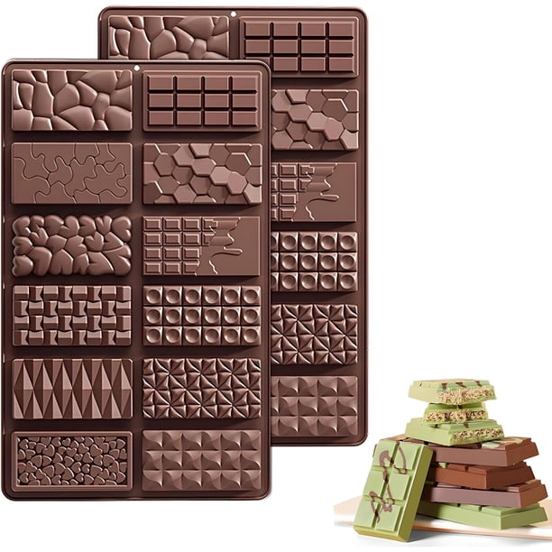 2 Piezas Moldes de Chocolate,6 Agujeros Moldes de Silicona Para Chocolate,Cuadrados de Silicona Antiadherente,Molde de Caramelo para Hornear