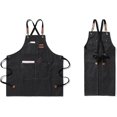 thumbnail image 2 of Cotton Chef Apron for Men Women Cross Back Canvas Work Apron,Kitchen Cooking Baking Bib Apron,BBQ Grilling Aprons, 2 of 7