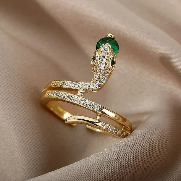 Anillos de serpiente de circonia cubica para mujer anillo de dedo de cristal de acero inoxidable banda de boda Vintage joyeria estetica para pareja ER Walmart en linea