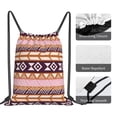 thumbnail image 4 of TEQUAN Drawstring Backpack Sports Gym Sackpack, Retro Aboriginal Tribe Style Pink Prints Polyester Water Resistant String Bag for Women Men, 4 of 8