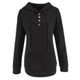 thumbnail image 6 of Daznico Women Casual Half Buttons Sweatshirt Hooded Strap Long Sleeve Loose Top Drawstring Hoodies with Pocket,Women's Hoodies & Sweatshirts-Black-L, 6 of 6