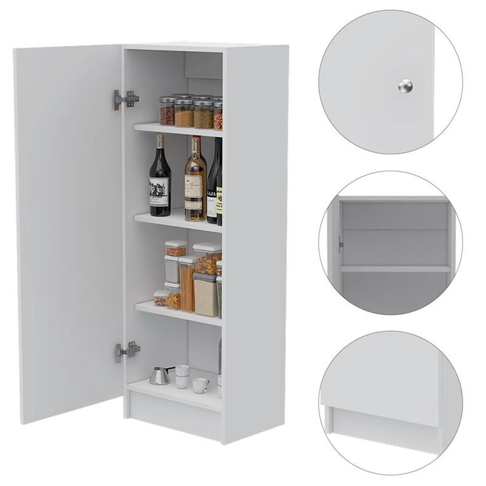 TUHOME Furniture Belleria 47" High Wood Pantry Cabinet in White