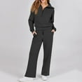 thumbnail image 5 of Track Suits for Women Set 2 Piece Lounge Set Lapel Half Zip Sweatshirt Wide Leg Pants Tracksuit Fall Travel Outfits, 5 of 6
