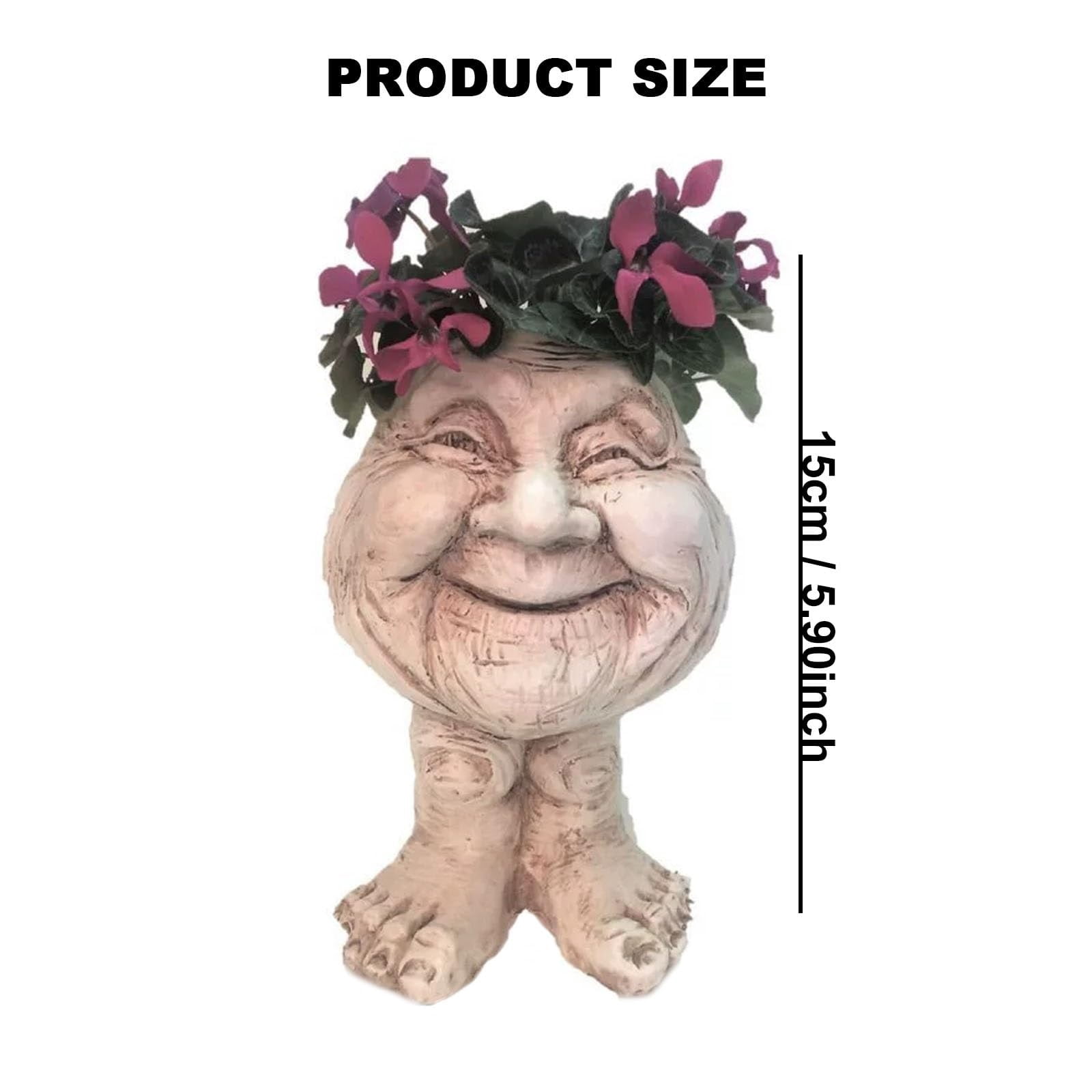 Sheremart Joy Planter - Whimsical Face Planter with Feet  6-inch Funny Expression Head Planter for Indoor & Outdoor Use, Unique Resin Flower Pot for Succulents, Herbs & Home Garden Decor