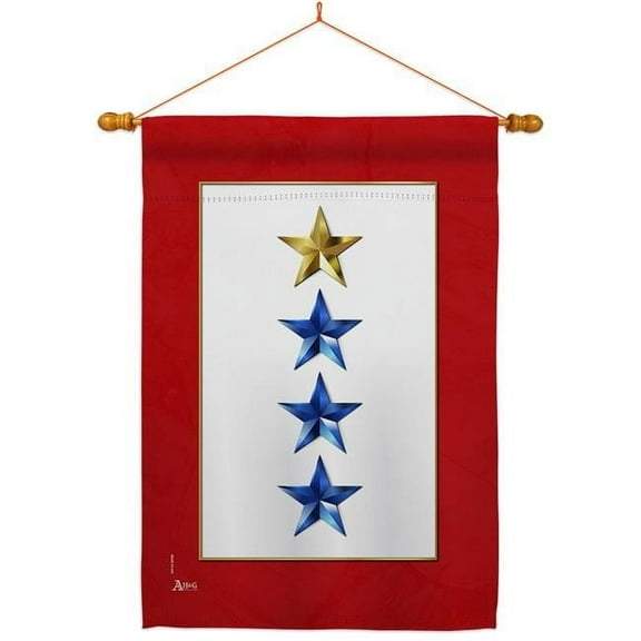 Americana Home & Garden HS141088-BO-03 28 x 40 in. Gold & Three Blue Stars House Flag Set Armed Forces Military Service Double-Sided Decorative Vertical Flags & Decoration Banner Garden Yard Gift