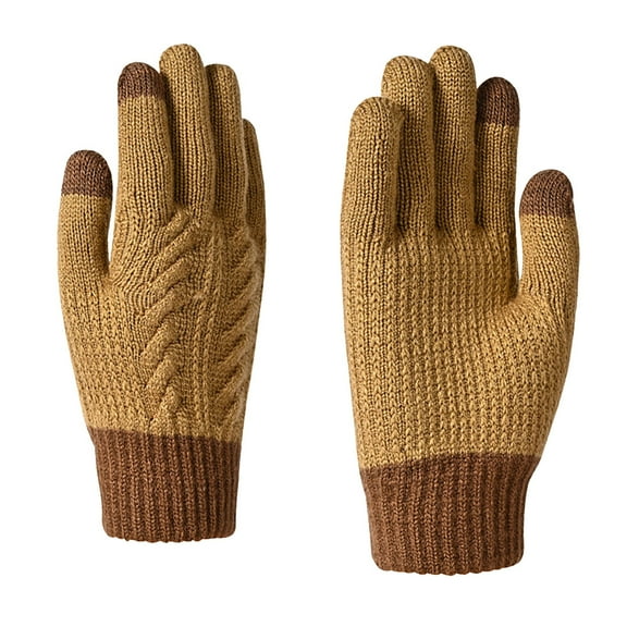 WRKEKC Winter Gloves Unisex Knitted Full Finger Fleece Lined Gloves for Men and Women Outdoor Windproof Warm Thick Adult Mitten Wear