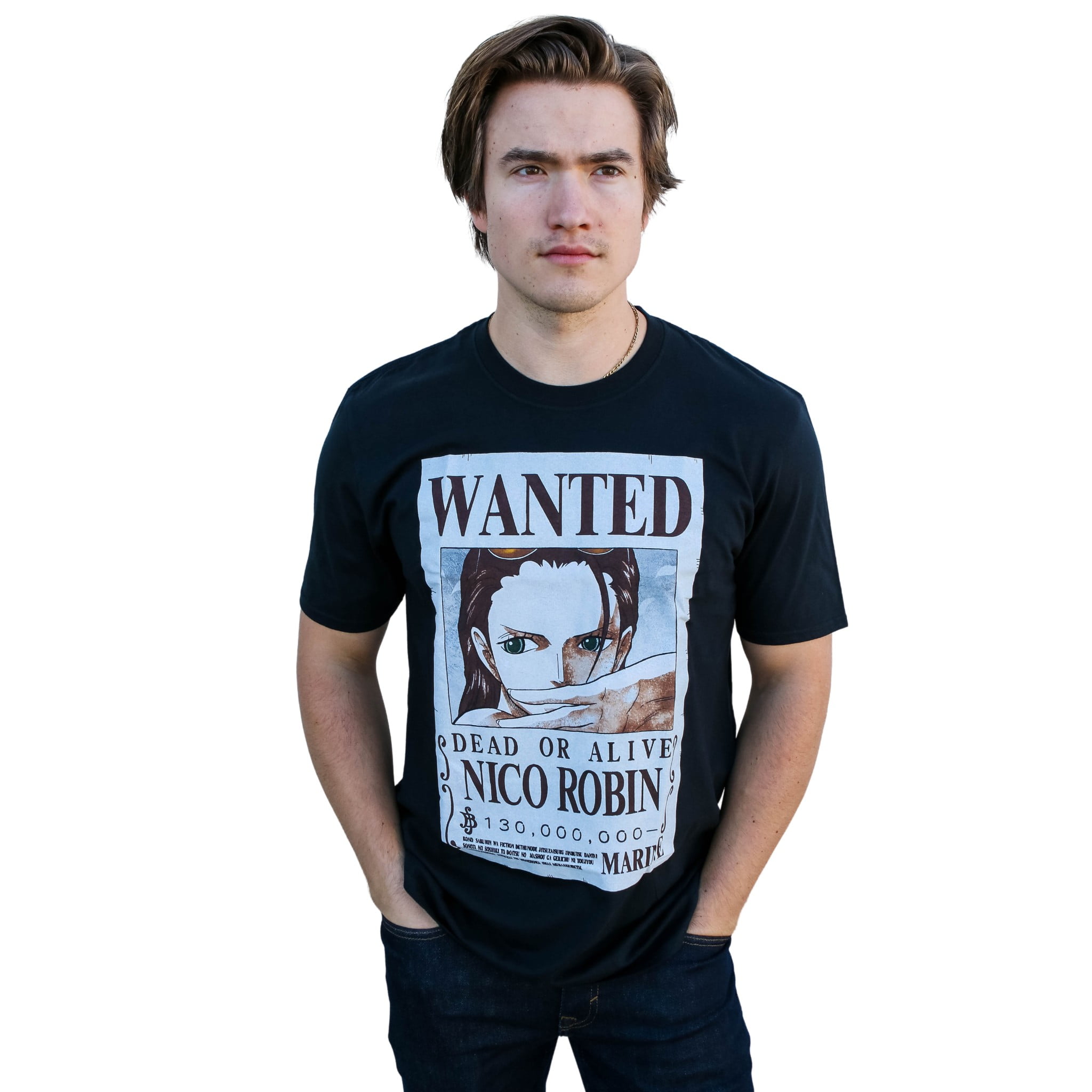 One Piece Nico Robin Full Wanted Poster Anime Adult Unisex T-Shirt XL
